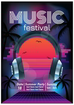 sunset paradise music festival poster for party vector