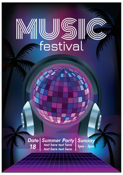 disco music festival poster for party vector