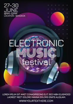 disco ball music festival poster for party vector