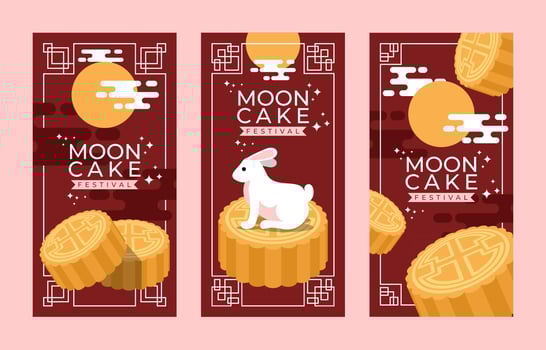 Moon Cake Festival Banner Set Template vector