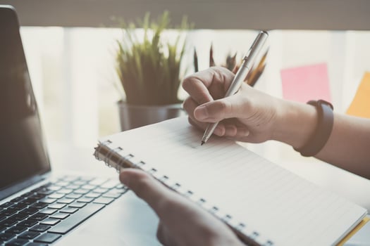 Business women using notepad photo