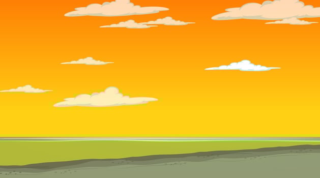 Blank sky at sunset time scene with blank flood landscape vector