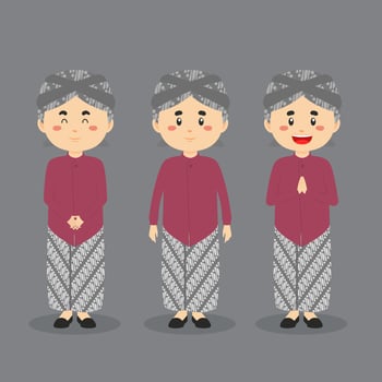 Yogyakarta Indonesia Character with Various Expression vector