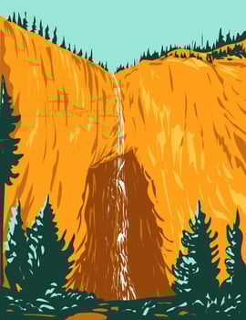 Fairy Falls Within Yellowstone National Park Wyoming WPA Poster Art vector
