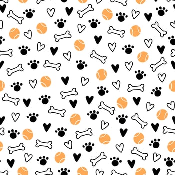 Seamless pattern of cute dog puppy symbol vector
