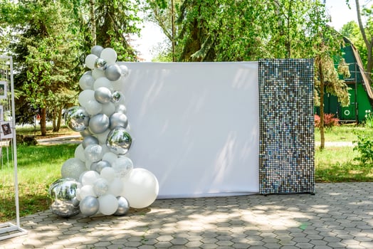 Beautiful composition for an away wedding ceremony in a park on the ocean coast photo