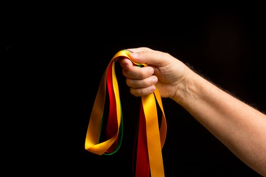 Range of colours in a person's hand photo