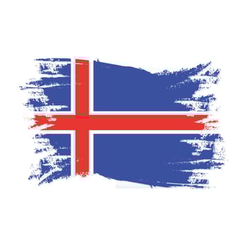 Iceland Flag With Watercolor Brush vector