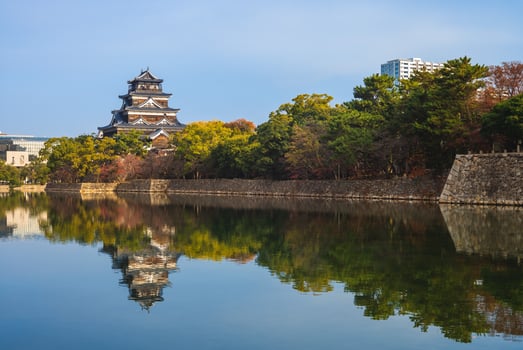 Main keep of Hiroshima Castle, aka Carp Castle, in Hiroshima, Japan photo