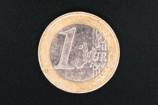 One euro coin, close-up photo