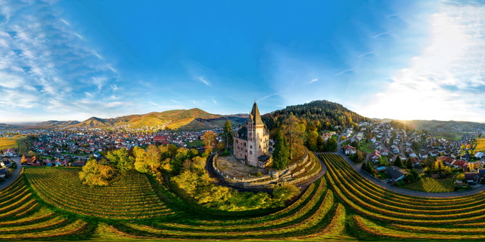 Aerial view of Kappelrodeck in the Black Forest mountains, Germany photo
