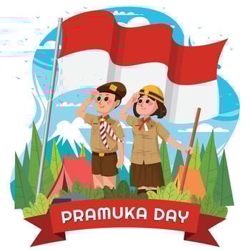 Happy Pramuka Day with Boyscout Salute Concept vector