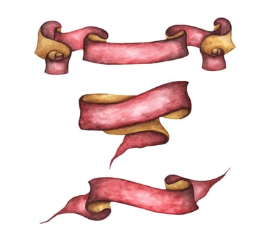 Watercolor ribbons set. Watercolor design elements. vector