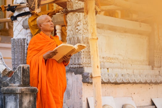 Monks in Thailand are reading books photo