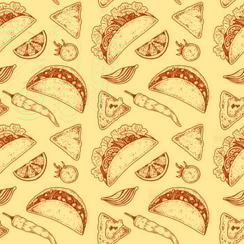 Mexican food seamless pattern with taco vector