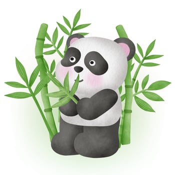 Cute panda with bamboo in watercolor style vector