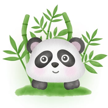 Cute panda with bamboo in watercolor style vector
