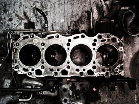 Diesel internal combustion engine close-up photo