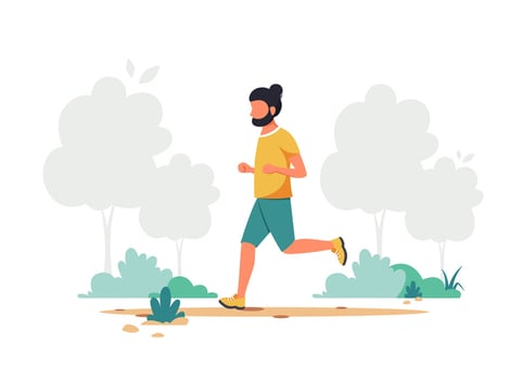 Man jogging in the park. Outdoor activity, healthy lifestyle vector