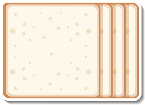 Top view of sliced breads sticker on white background vector