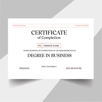 Degree in Business Certificate Design vector