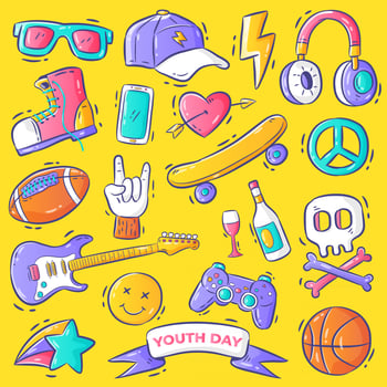 Hand-drawn youth day element vector