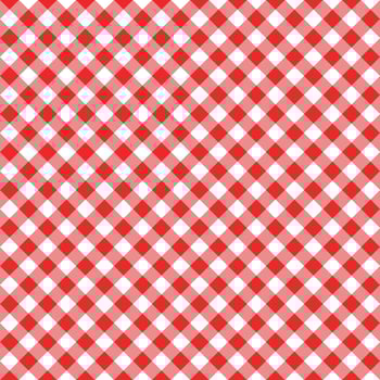 Diagonal gingham seamless pattern. Red and white squares background vector