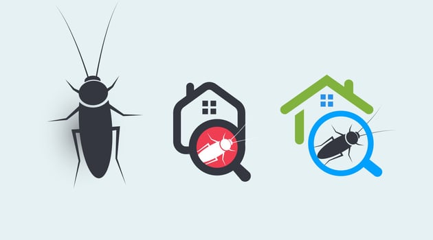 Pest control service logo concept set. House protection insects vector