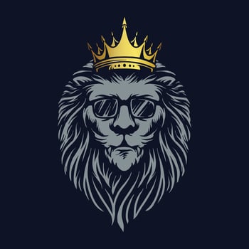 Luxury Gold Animal Lion with Sunglass Illustrations vector