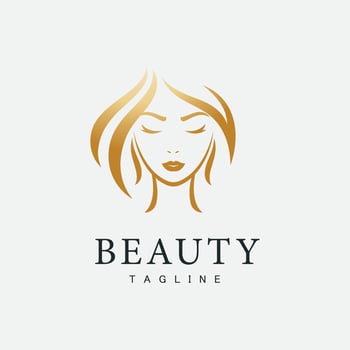 Elegant woman Logo  with  gold gradient design vector
