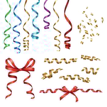 Ribbons Serpentine Realistic Collection Vector Illustration