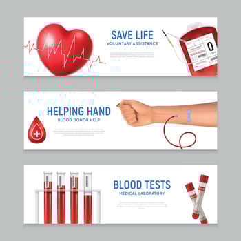 Blood Donor Horizontal Banners Vector Illustration