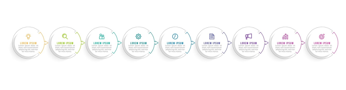 Vector Infographic Design with Icons and 9 Options or Steps