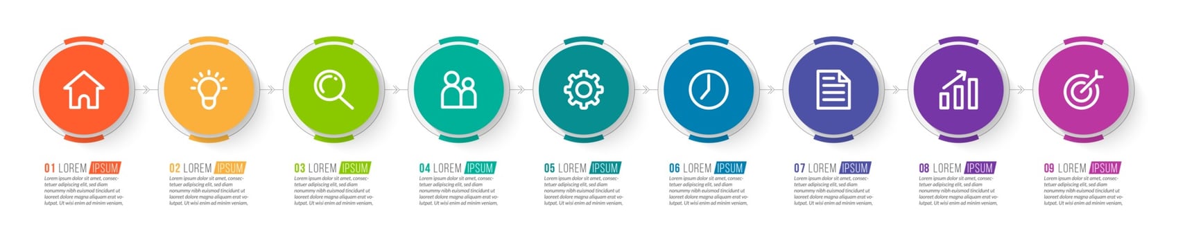 Vector Infographic Design with Icons and 9 Options or Steps