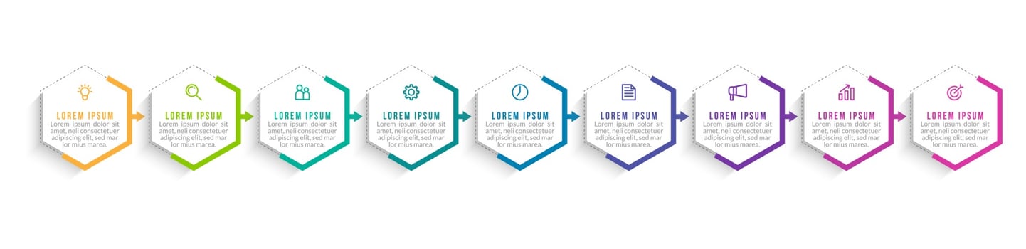 Vector Infographic Design with Icons and 9 Options or Steps