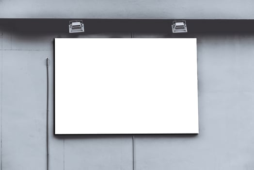Blank billboard mockup with white screen on cement photo
