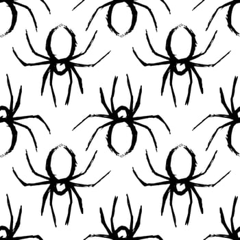 spider seamless pattern black and white vector