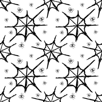 spider cobweb seamless pattern black and white vector