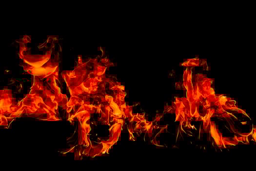 Fire flames on Abstract art black background photo