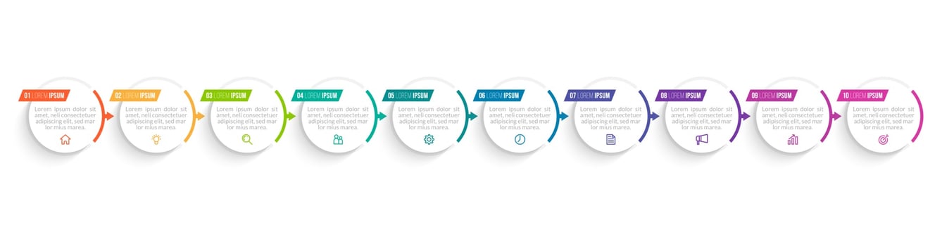 10 Steps Infographic for Business Presentation vector