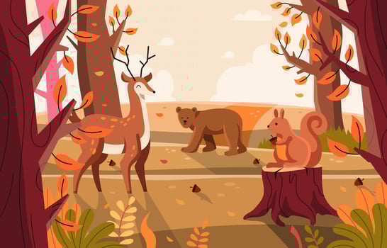 Flora and Fauna Happy in Nature Jungle vector