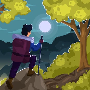 Hiking Activity in the Morning vector