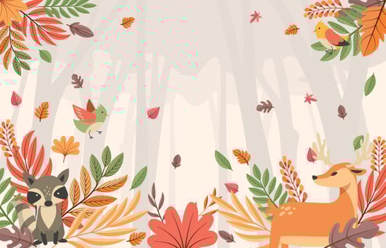 Autumn Nature with Flora and Fauna vector