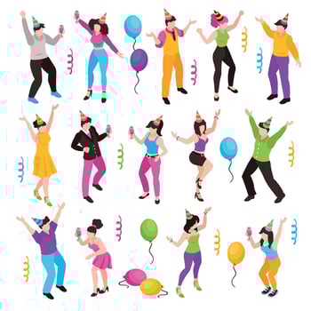 Celebrating People Icon Set Vector Illustration