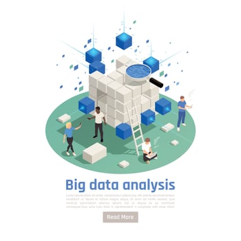 Big Data Analysis Isometric Composition Vector Illustration