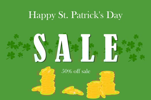Sale special offer banner for St. Patrick's Day. Vector illustration.