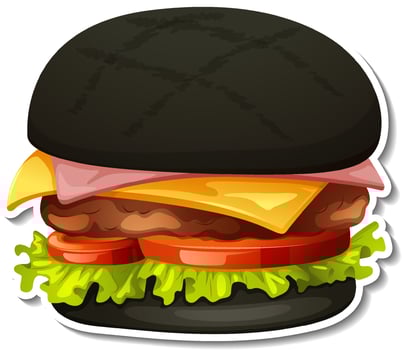 Charcoal hamburger sticker on white background vector