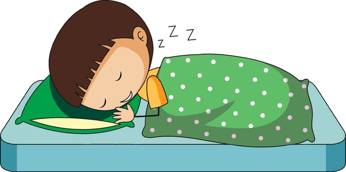 Little boy sleeping doodle cartoon character isolated vector