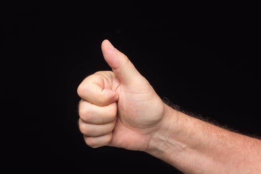 Finger signs of an adult man photo
