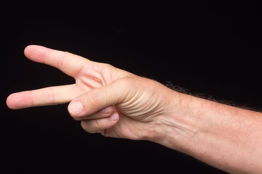 Finger signs of an adult man photo
